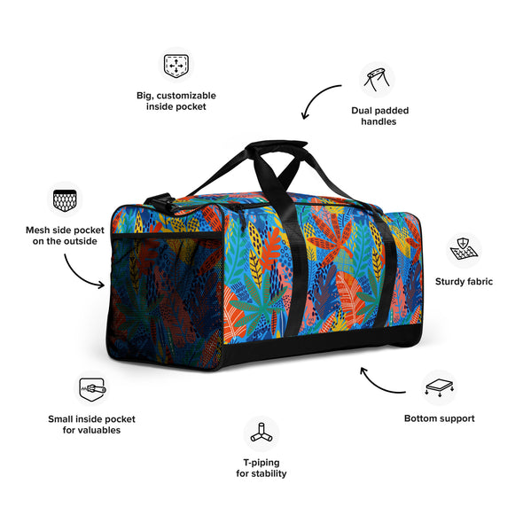 Exotic Floral [Deep Sky Blue] -- Duffle Bag