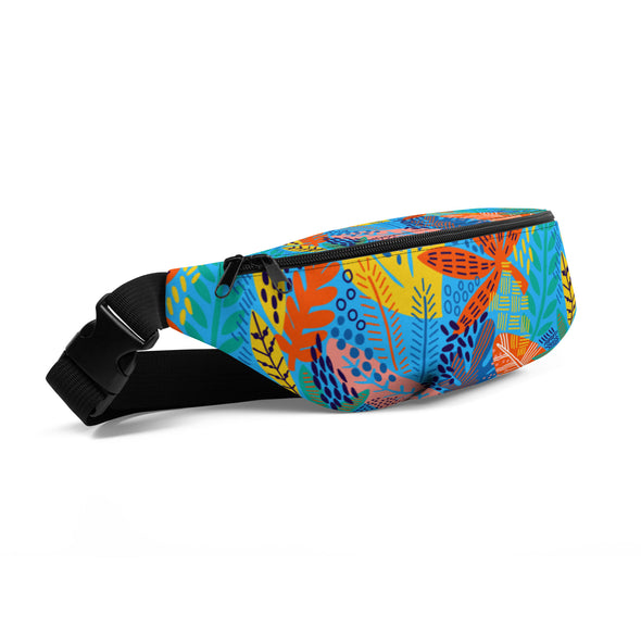 Exotic Floral [Deep Sky Blue] -- Fanny Pack