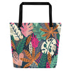 Exotic Floral [Arapawa Blue] -- Large Tote Bag