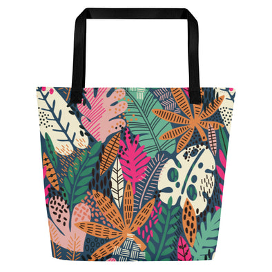 Exotic Floral [Arapawa Blue] -- Large Tote Bag