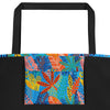 Exotic Floral [Deep Sky Blue] -- Large Tote Bag