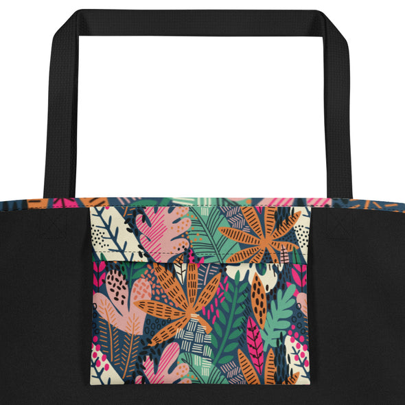 Exotic Floral [Arapawa Blue] -- Large Tote Bag